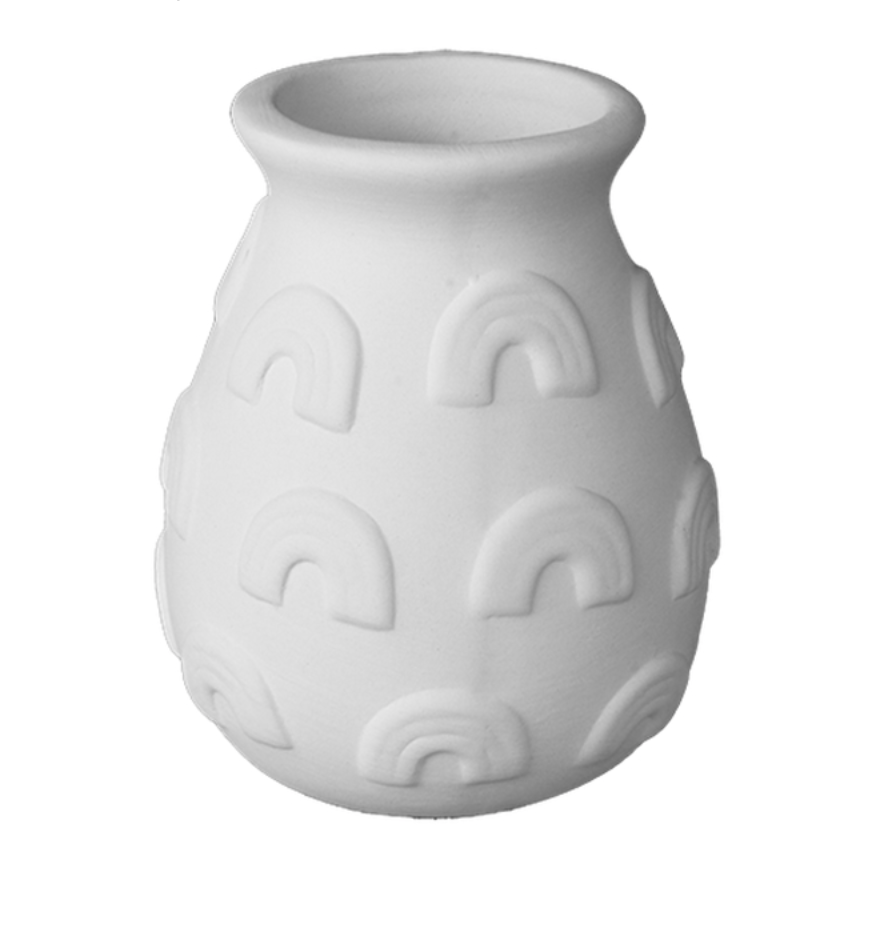 Rainbow Charm Vase — painted pottery at Crafty Bear Kitchen